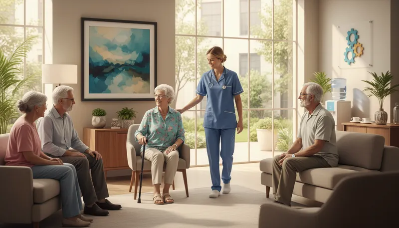 Illustration of geriatric: Relating to elderly care.