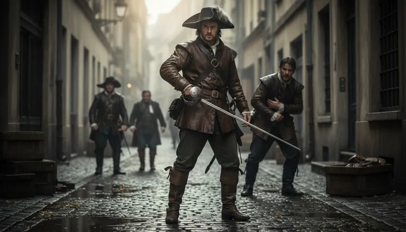 Illustration of athos: One of the three Musketeers in literature.