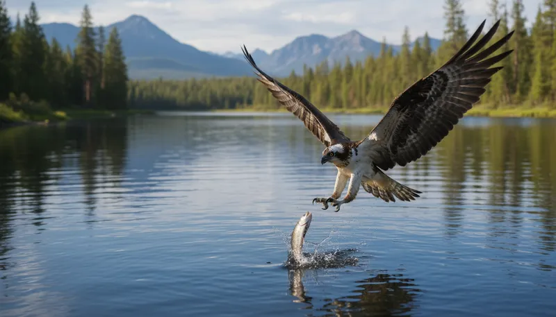 Illustration of osprey: A large bird that catches fish.