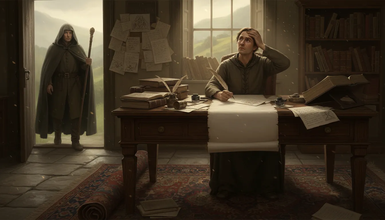 ภาพประกอบของ person from Porlock: An interruption that disrupts creativity.