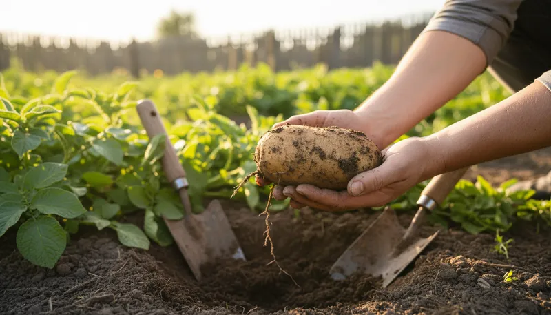 Illustration of potato: A starchy root vegetable.