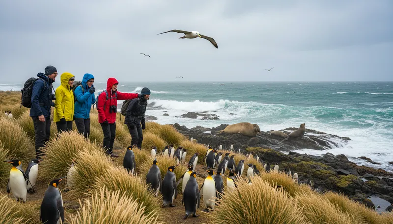 Illustration of falklands: A group of islands in the South Atlantic.