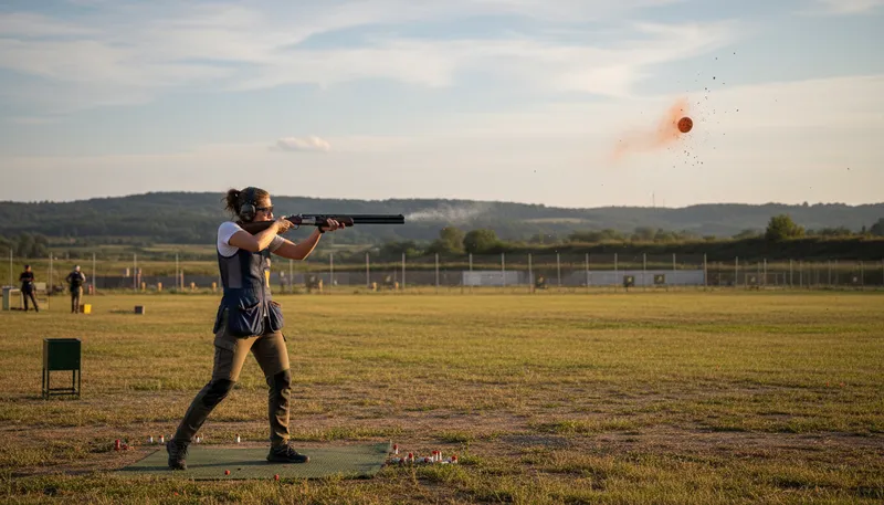 Illustration of skeet: A shooting sport involving clay targets.