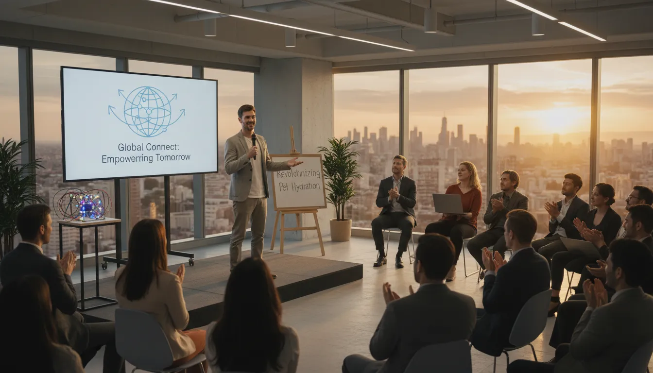 Illustration of making the world a better place: The stock pitch-deck mission line, said with a straight face however small the product is.