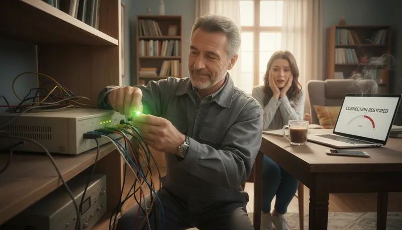 Illustration of modem: A device that connects to the internet.