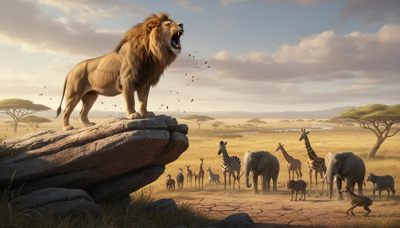 Illustration of king of the jungle: The most powerful animal in the jungle.