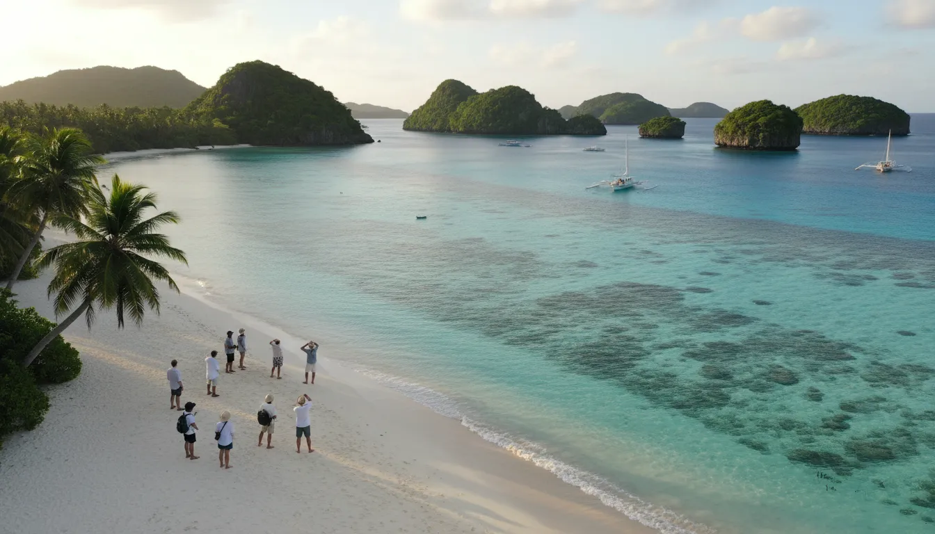 Palau 的插图：A country comprising many islands in the Pacific.