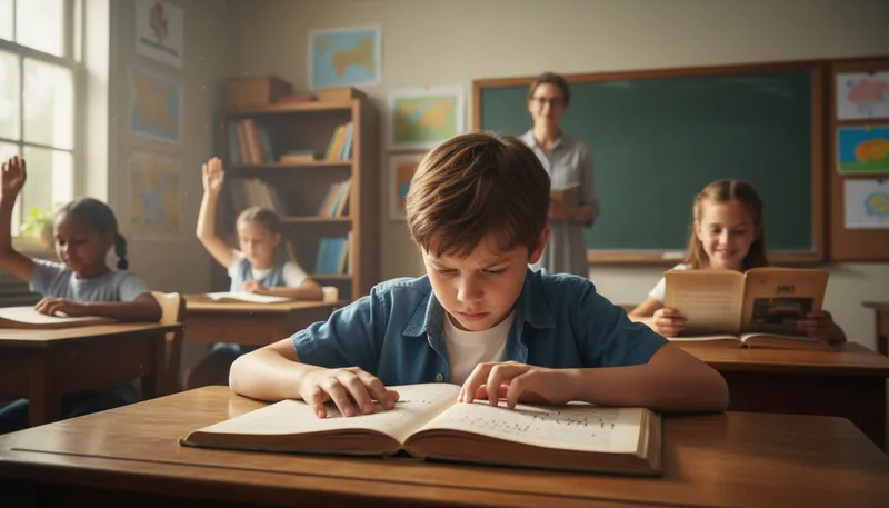 Illustration of dyslexia: A learning disability affecting reading skills.