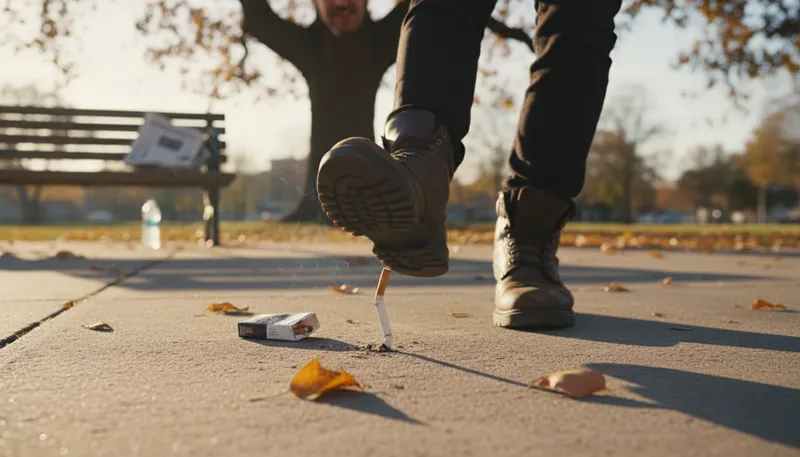 Illustration of kick the habit: stop a bad behavior.