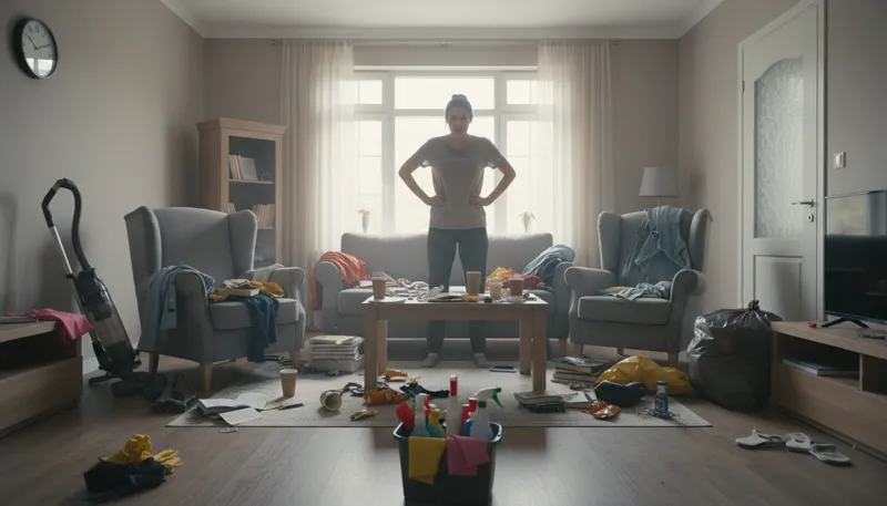 Illustration of untidy: Messy or not organized.