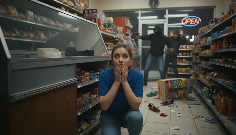 Illustration of behind the counter: In a restricted area of a store.