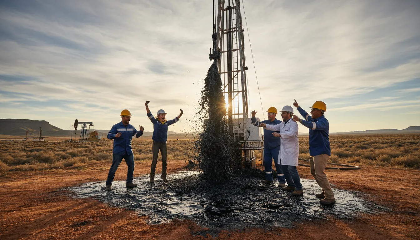 strike oil का चित्र: to achieve sudden success or wealth