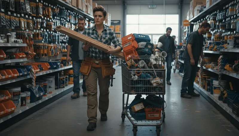 Illustration of busy as a dyke in a hardware store: extremely busy or active
