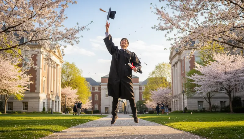 Illustration of graduate: to complete a course of study successfully