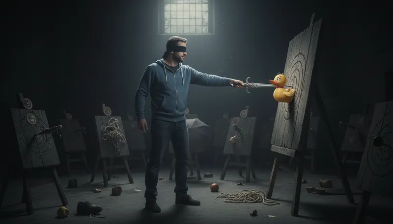 Illustration of stab in the dark: a guess made without information