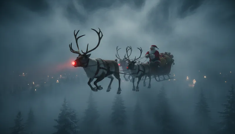 Illustration of rudolph: A reindeer known for his red nose.