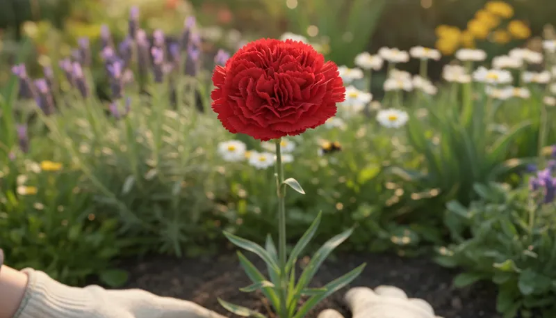 Illustration of carnation: A type of flower known for its ruffled petals.