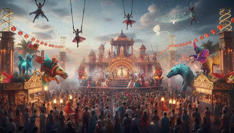 Illustration of extravaganza: A spectacular event or show.