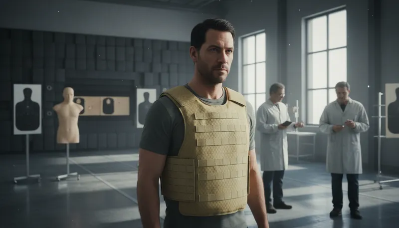 Illustration of kevlar: A strong synthetic fiber used for protection.