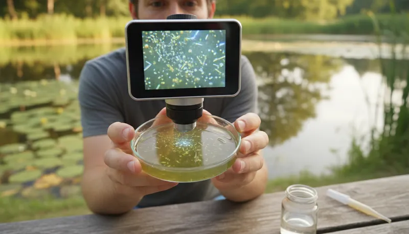 Illustration of microbiology: The study of tiny living organisms.