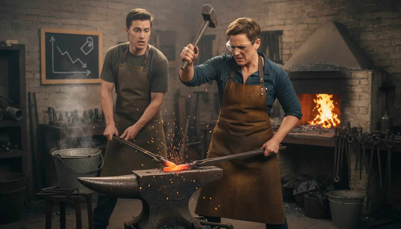 Ilustrasi strike while the iron is hot: Take action at the right moment.