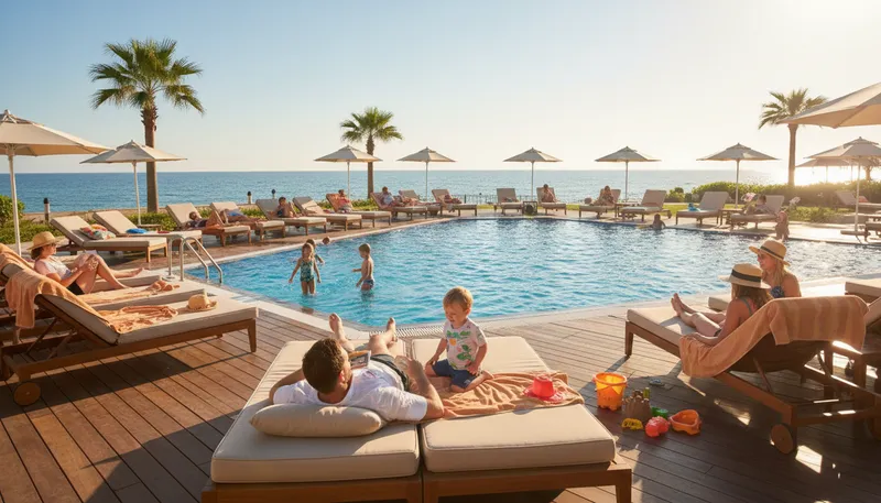 Illustration of lido: An outdoor swimming pool or beach area.