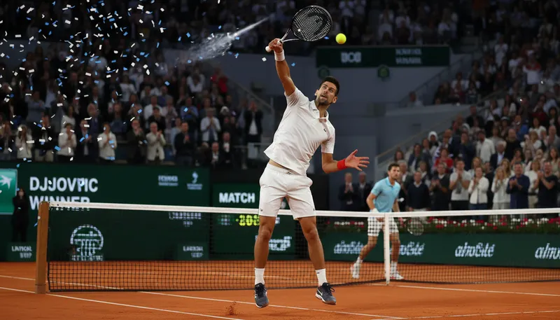 Illustration of djokovic: Referring to Novak Djokovic, a tennis champion.