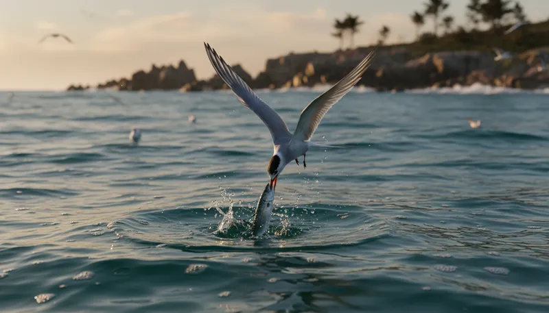 Illustration of tern: A seabird known for its graceful flight.