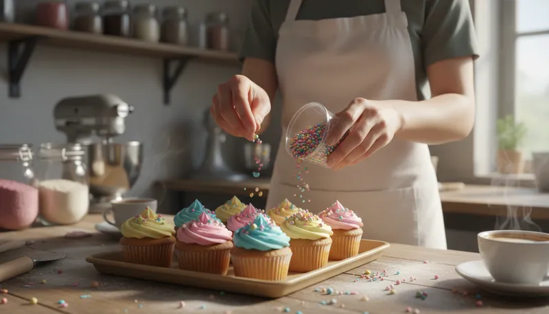 Illustration of toppers: Decorative items placed on cakes or desserts.