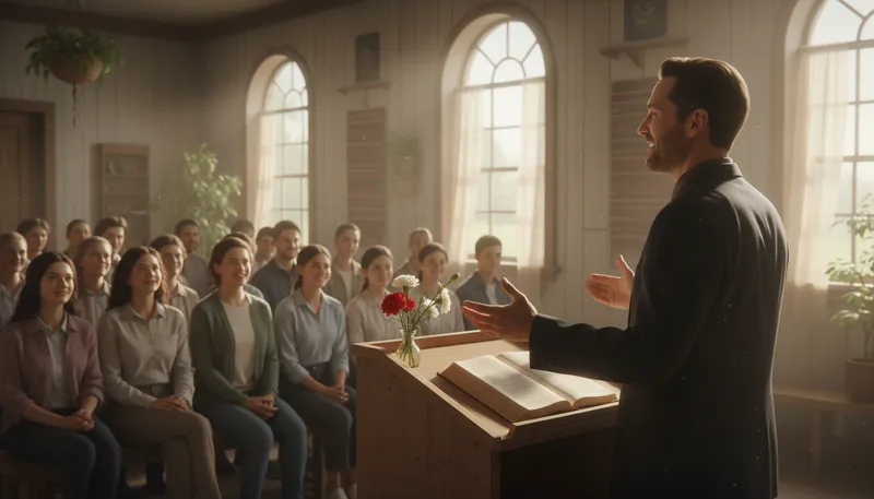 Illustration of preach: to deliver a religious message or lesson