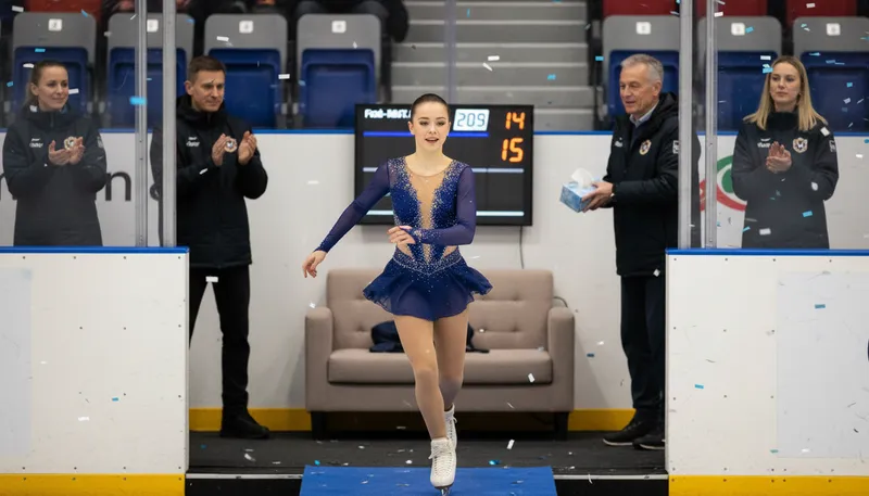 Illustration of kiss and cry: area for skaters after performances