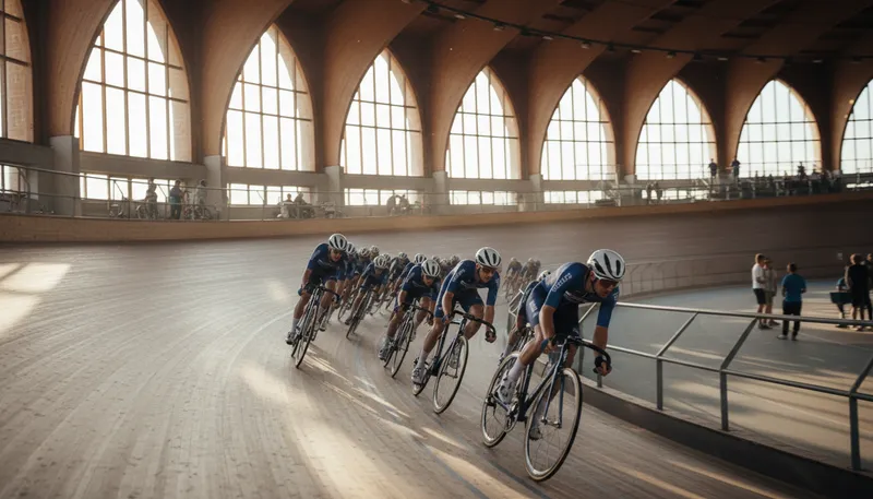 Illustration of velodrome: A track for bicycle racing.