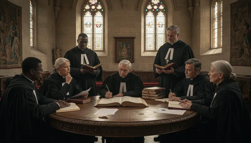 Illustration of canonical: related to official church laws