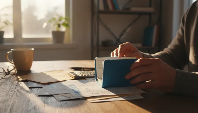 Illustration of checkbook: Book containing checks for writing payments.