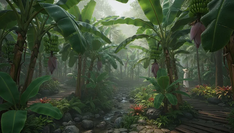 Illustration of musa: A genus of flowering plants, including bananas.