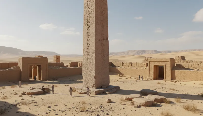 Illustration of obelisk: Tall, four-sided stone pillar, often memorializing events.