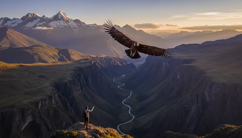 Illustration of condor: A large bird known for soaring high.