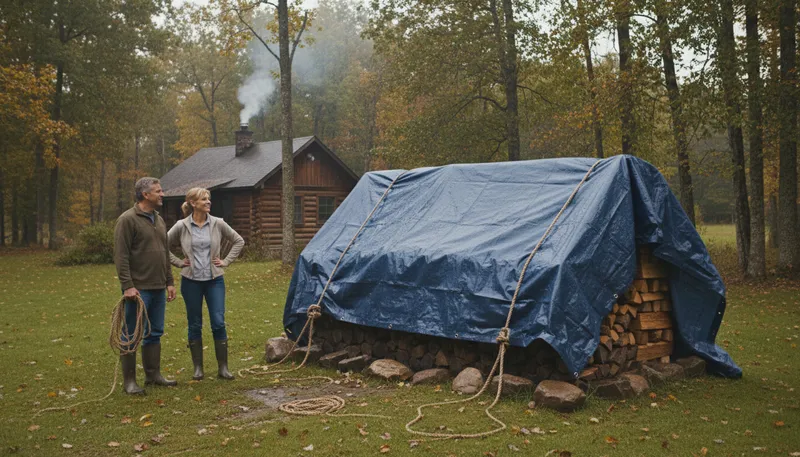 Illustration of tarp: A large sheet of strong, flexible material.