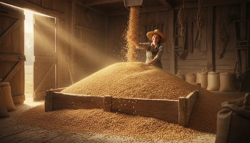 Illustration of granary: a storage building for grain.