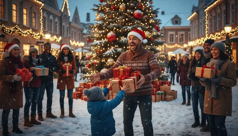 Illustration of merry xmas: a friendly greeting during Christmas season