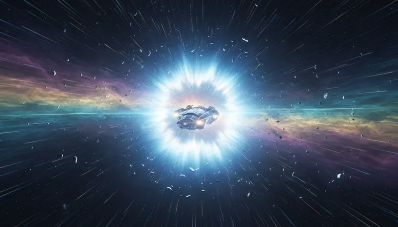 Illustration of hyperspace: A concept of faster-than-light travel.