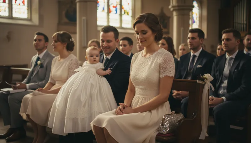 Illustration of demure as a whore at a christening: excessively modest or reserved