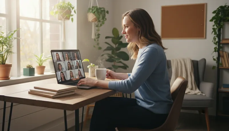 Illustration of from home: working or living at one's residence