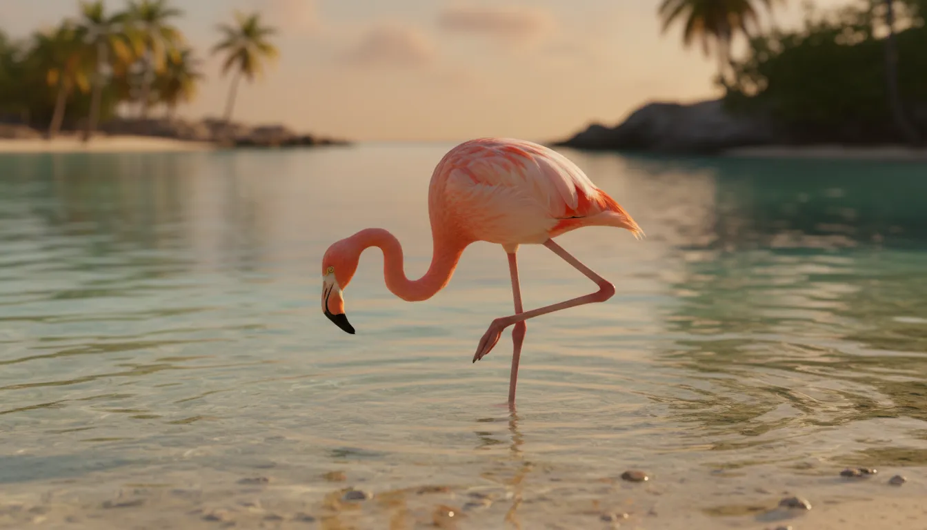 Ilustrasi flamingo: a tall pink bird with long thin legs
