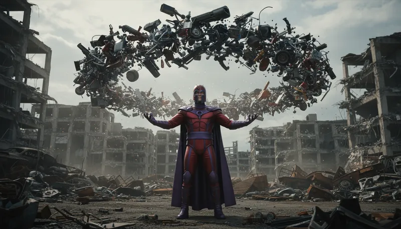 Illustration of magneto: A fictional character with magnetic powers.