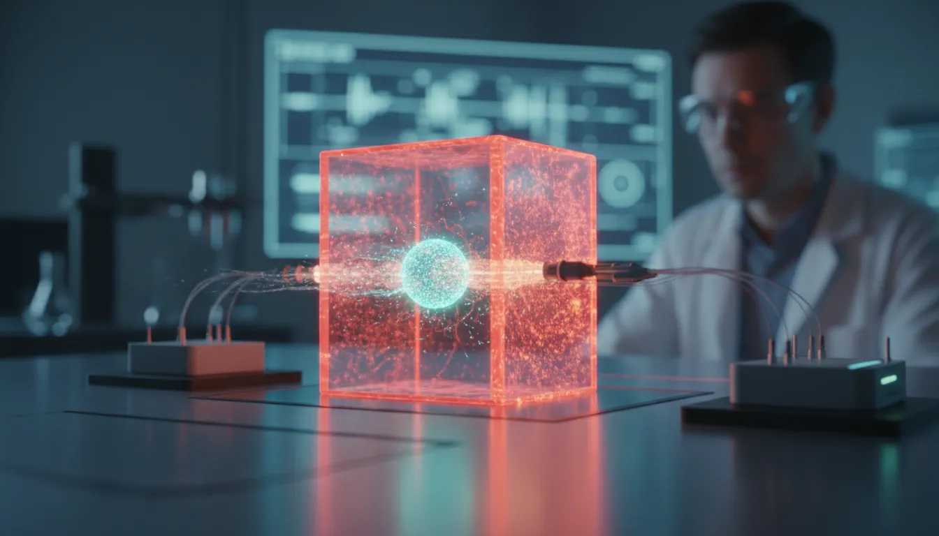 quantum tunnel 일러스트: to pass through a barrier at the subatomic level