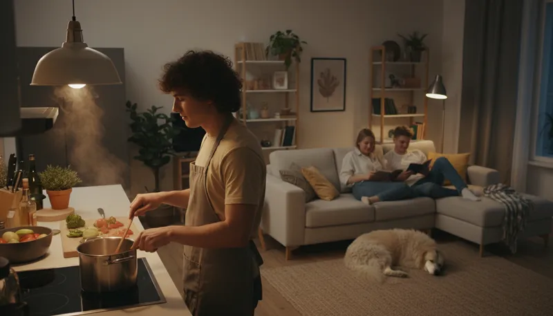 Illustration of housemate: A person living in the same house.