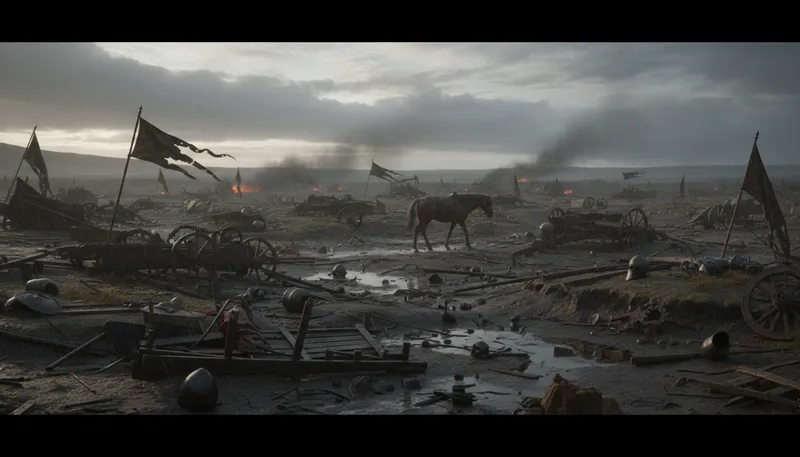 Illustration of carnage: Widespread destruction, especially in battle.