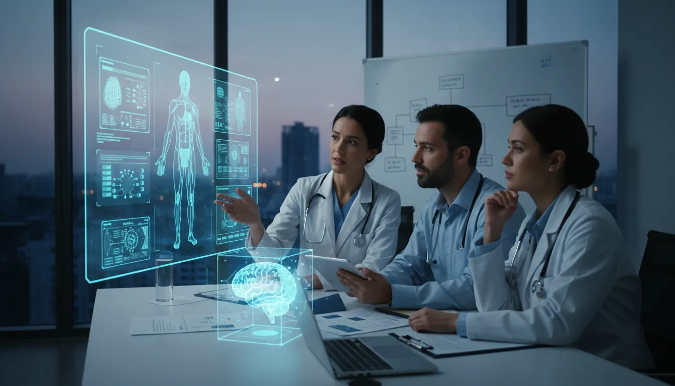 Illustration of artificial intelligence: Computer systems that can perform tasks that normally require human thinking.