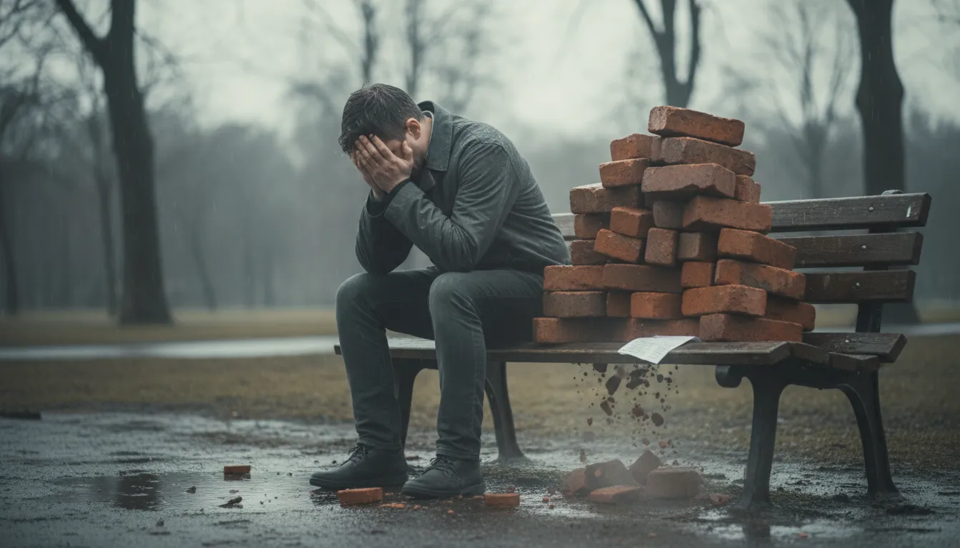 hit like a ton of bricks 的插图：to affect someone suddenly and strongly